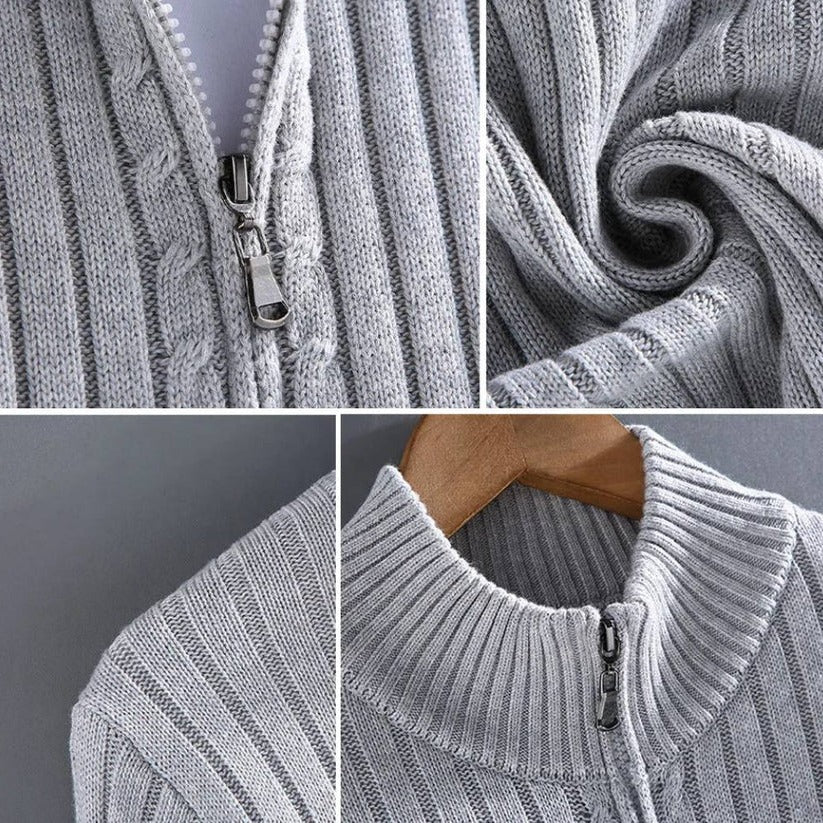 Men's Zip-Up Knitted Cardigan Sweater - Cozy & Stylish Knitwear for Casual & Formal Wear