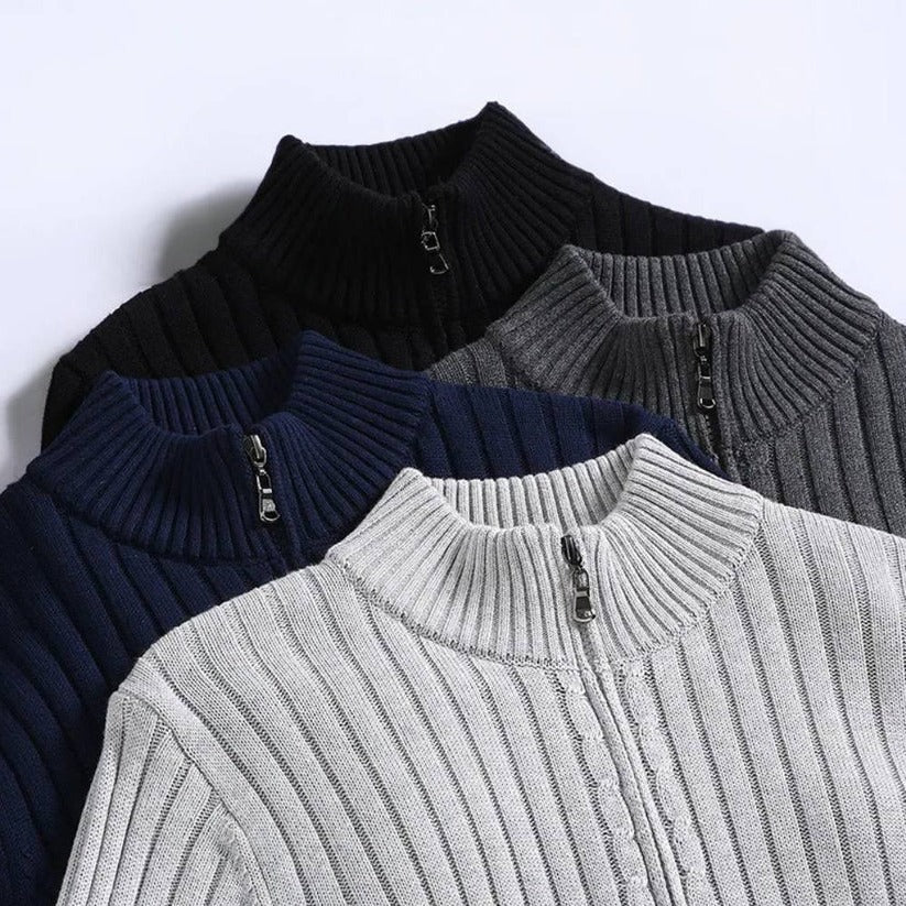 Men's Zip-Up Knitted Cardigan Sweater - Cozy & Stylish Knitwear for Casual & Formal Wear