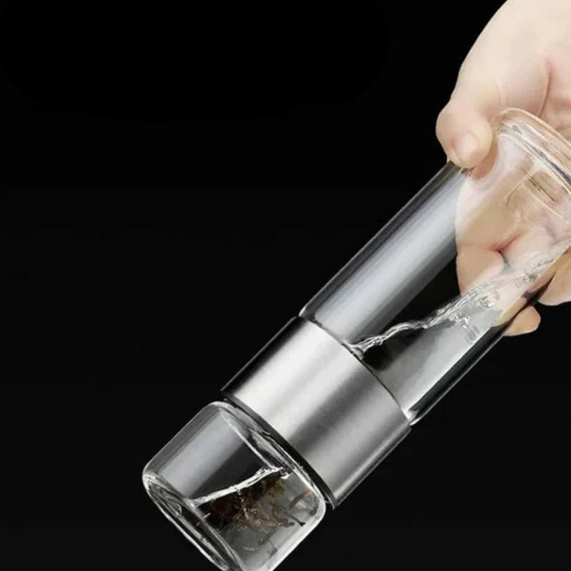 Premium Portable Glass Water Bottle with Tea Infuser, Insulated Sleeve & Leak-Proof Design – Ideal for Travel & Outdoor Use