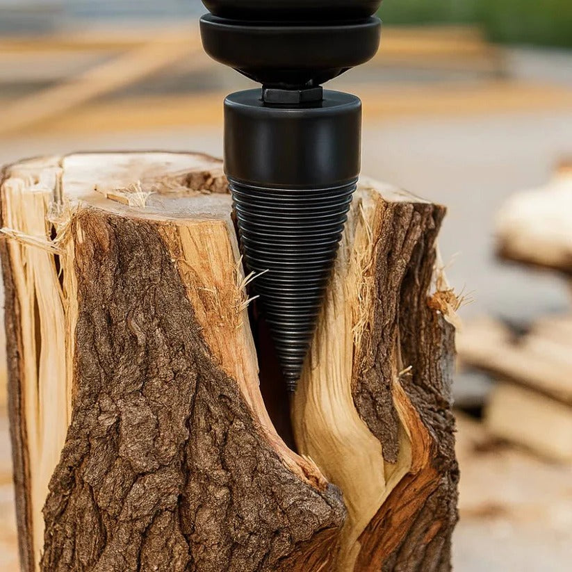 Titanium-Coated Cone Wood Splitting Drill Bit for Electric & Cordless Drills – Efficient Woodworking Tool for Fast Splitting and Boring