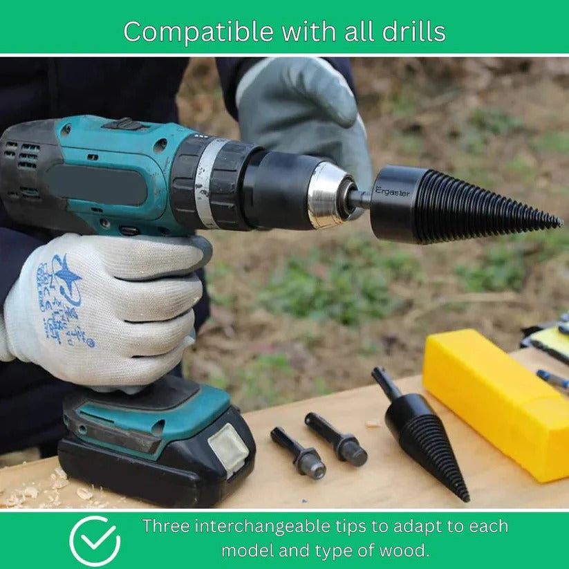 Titanium-Coated Cone Wood Splitting Drill Bit for Electric & Cordless Drills – Efficient Woodworking Tool for Fast Splitting and Boring