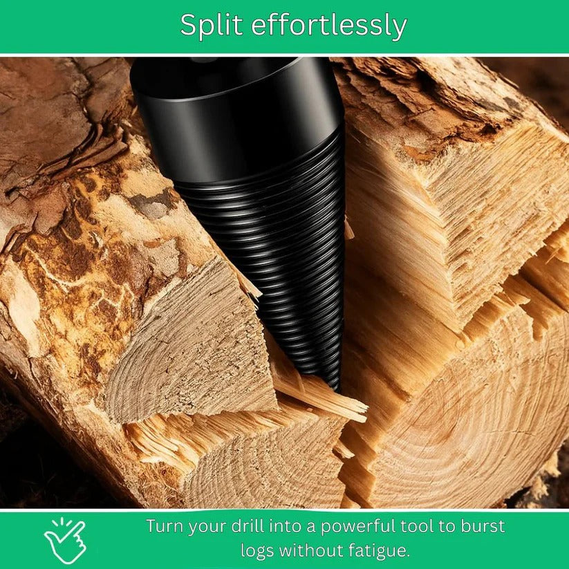 Titanium-Coated Cone Wood Splitting Drill Bit for Electric & Cordless Drills – Efficient Woodworking Tool for Fast Splitting and Boring