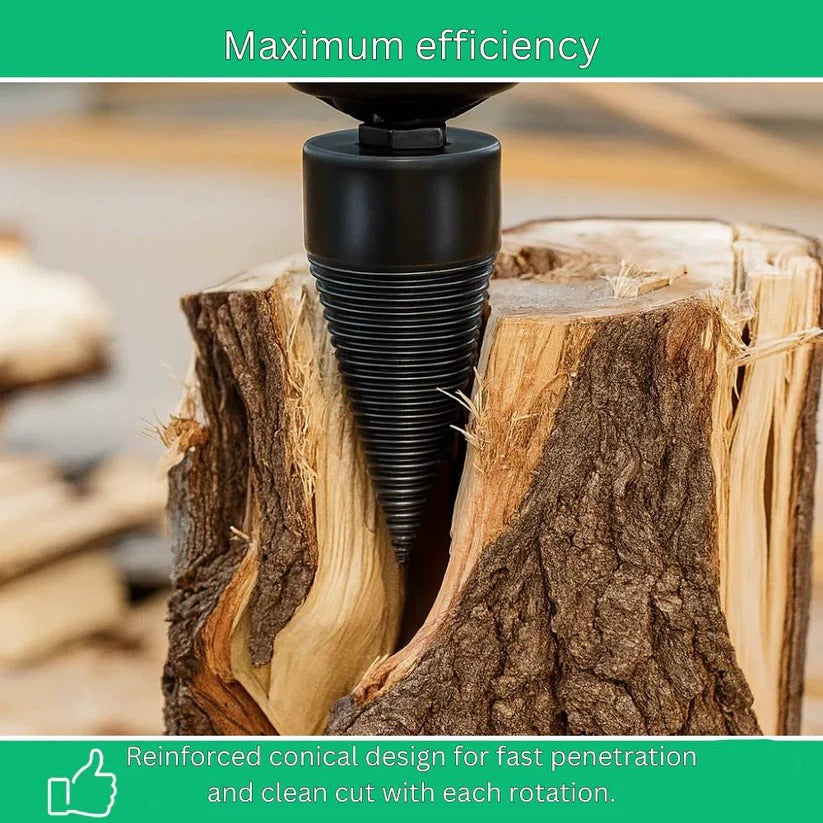 Titanium-Coated Cone Wood Splitting Drill Bit for Electric & Cordless Drills – Efficient Woodworking Tool for Fast Splitting and Boring