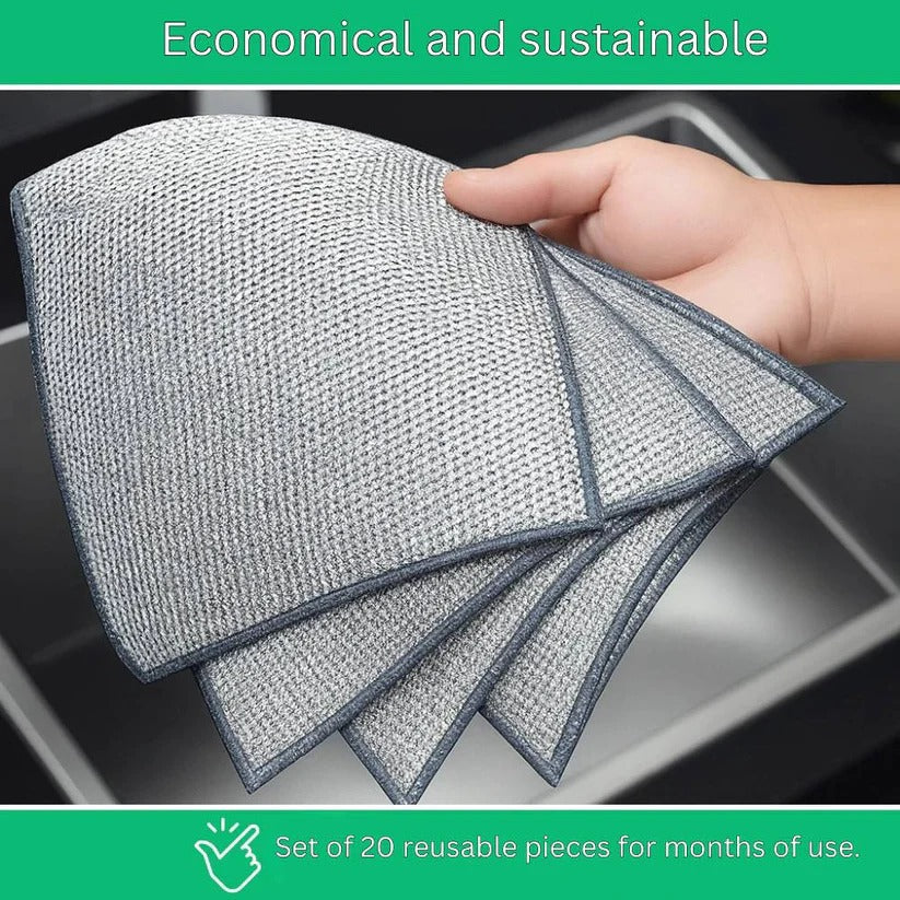 Premium Stainless Steel Reusable Cleaning Cloths - Scratch-Free Surface Scrubbing & Streak-Free Shine