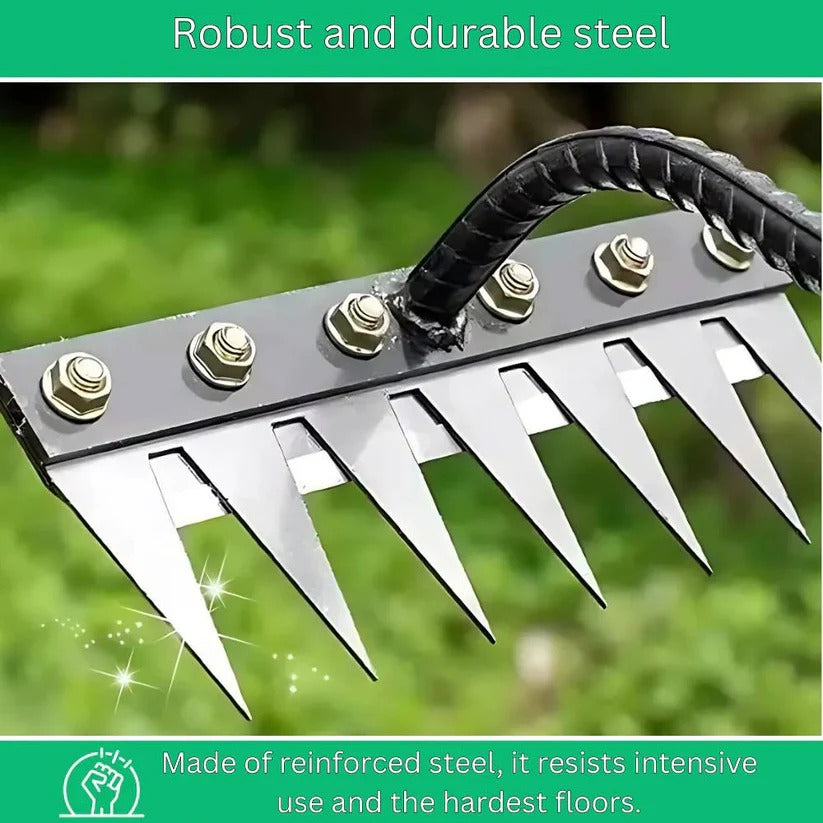Heavy-Duty Steel Garden Rake for Efficient Weed Removal & Soil Maintenance - Durable Gardening Tool