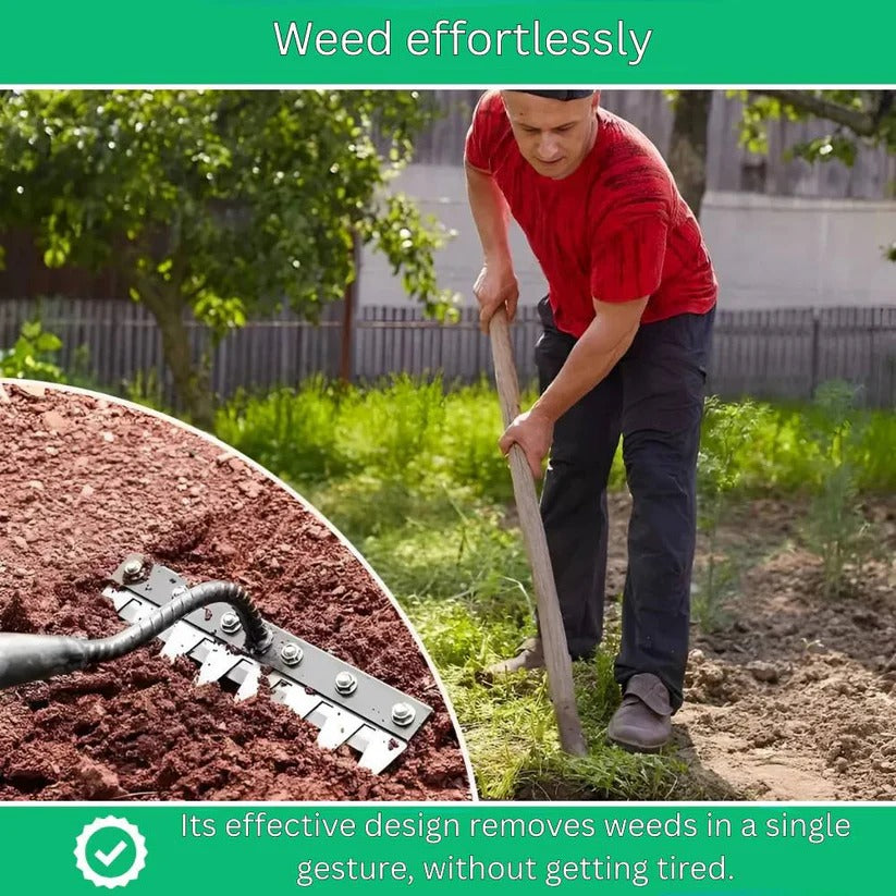 Heavy-Duty Steel Garden Rake for Efficient Weed Removal & Soil Maintenance - Durable Gardening Tool