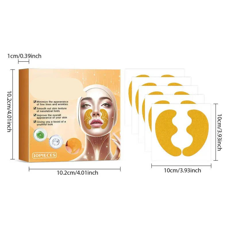 Hydrating Face Patches for Smile Lines & Forehead Wrinkles - 10 Pack | Anti-Aging Moisturizing Treatment