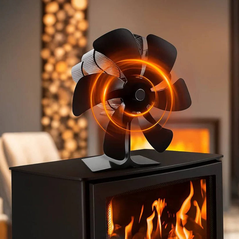 Silent Wood Stove Top Fan for Efficient Heat Distribution & Warm Air Circulation - Energy-Saving Design