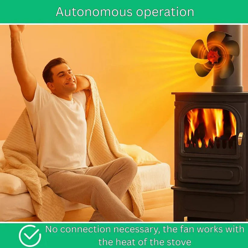 Silent Wood Stove Top Fan for Efficient Heat Distribution & Warm Air Circulation - Energy-Saving Design