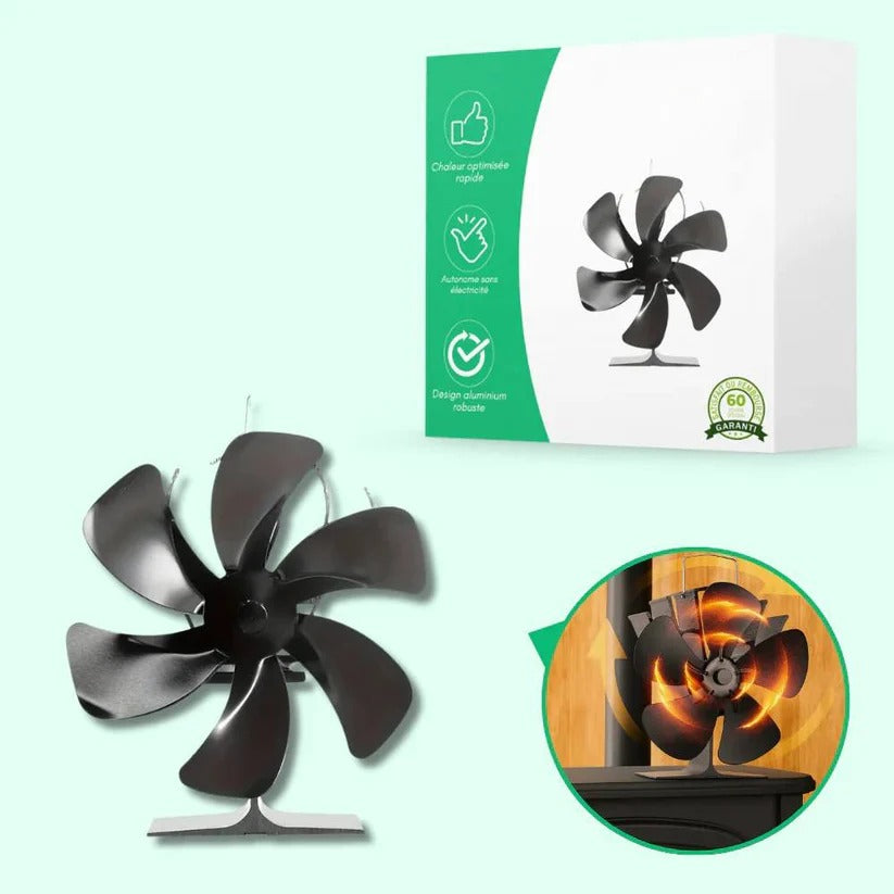 Silent Wood Stove Top Fan for Efficient Heat Distribution & Warm Air Circulation - Energy-Saving Design