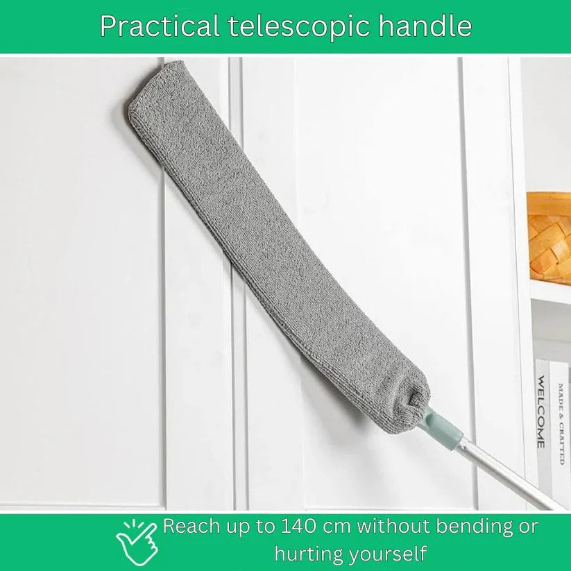 Adjustable Long Reach Flat Duster - Perfect for High Surfaces & Tight Spaces | Extendable Dusting Tool