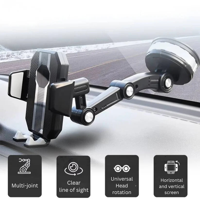 360° Rotating Car Phone Holder with Strong Suction Cup Base - Universal Compatibility & Adjustable Viewing Angle