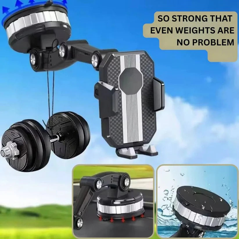 360° Rotating Car Phone Holder with Strong Suction Cup Base - Universal Compatibility & Adjustable Viewing Angle