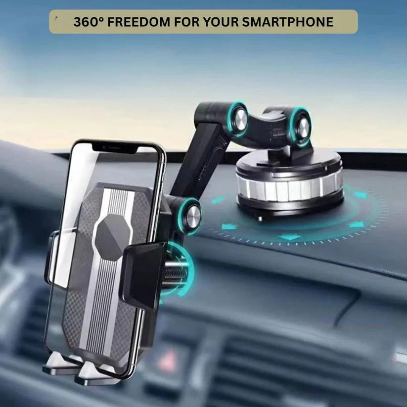 360° Rotating Car Phone Holder with Strong Suction Cup Base - Universal Compatibility & Adjustable Viewing Angle