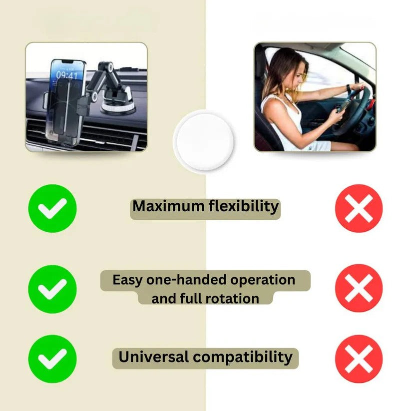 360° Rotating Car Phone Holder with Strong Suction Cup Base - Universal Compatibility & Adjustable Viewing Angle