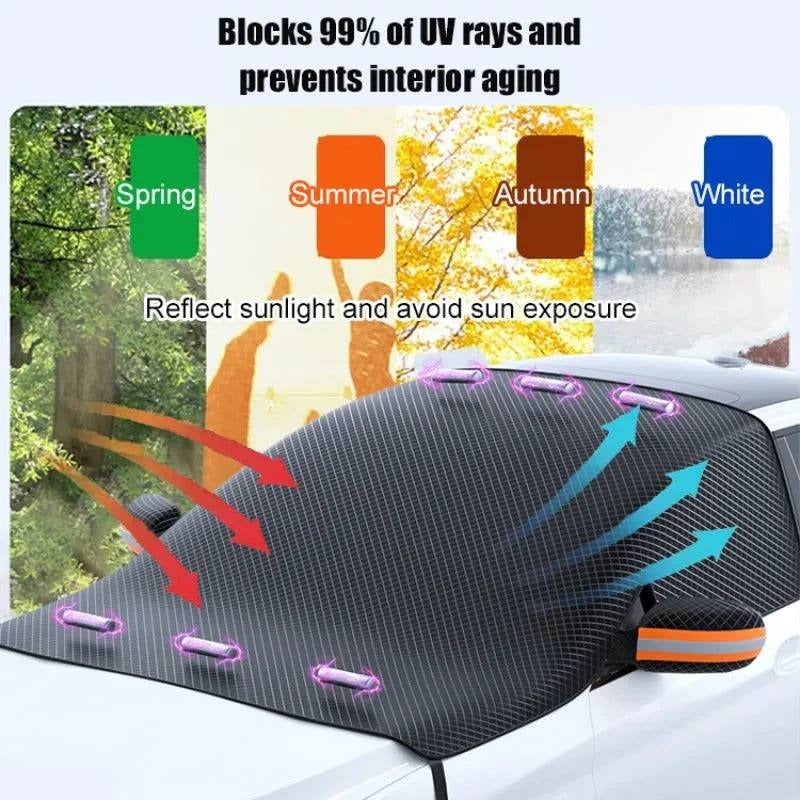 Premium Waterproof Magnetic Car Windshield Cover - Heavy-Duty Protection Against Snow, Ice, and Frost