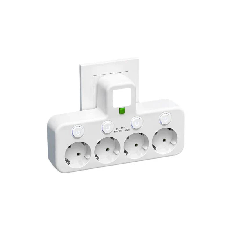 Multi-Outlet Power Strip with 4 USB Ports & USB-C | 2500W Surge Protection | Smart Charging Station for Home & Office