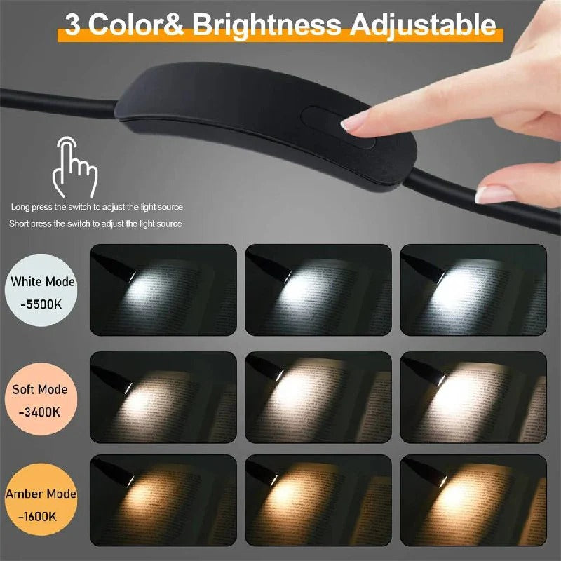 Flexible Rechargeable LED Neck Light - Hands-Free Reading Lamp for Comfortable Illumination