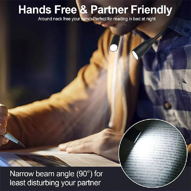 Flexible Rechargeable LED Neck Light - Hands-Free Reading Lamp for Comfortable Illumination