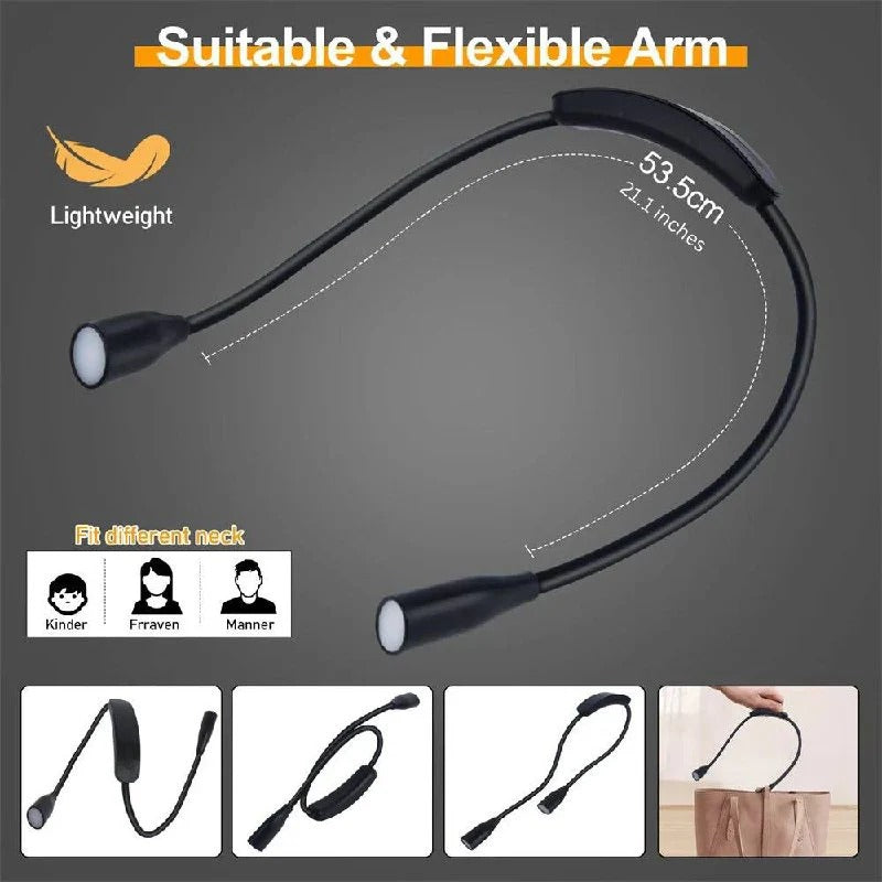 Flexible Rechargeable LED Neck Light - Hands-Free Reading Lamp for Comfortable Illumination