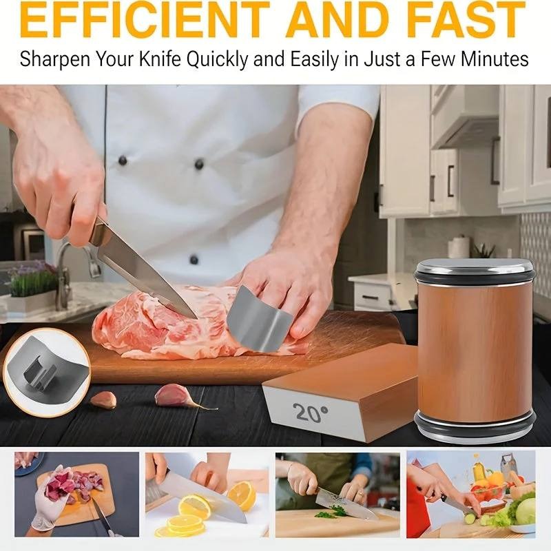 Dual Angle Diamond Knife Sharpening Stone Set - 15° & 20° Magnetic Holder for Precision Sharpening