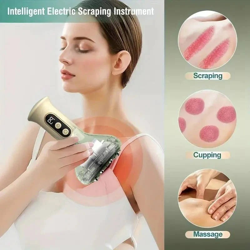 Electric Vacuum Cupping Massage Device with Heat Therapy & LED Display - Pain Relief & Relaxation