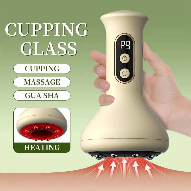 Electric Vacuum Cupping Massage Device with Heat Therapy & LED Display - Pain Relief & Relaxation