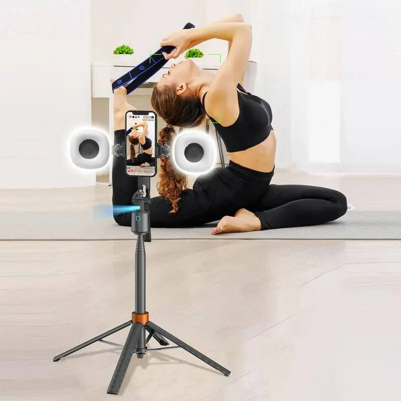 Smart Auto Tracking Phone Holder Tripod with Dual Fill Lights – Perfect for Live Streaming & Vlogging