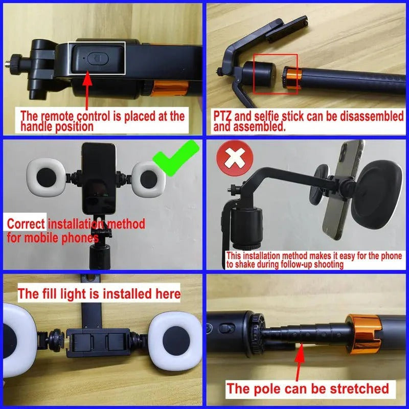 Smart Auto Tracking Phone Holder Tripod with Dual Fill Lights – Perfect for Live Streaming & Vlogging