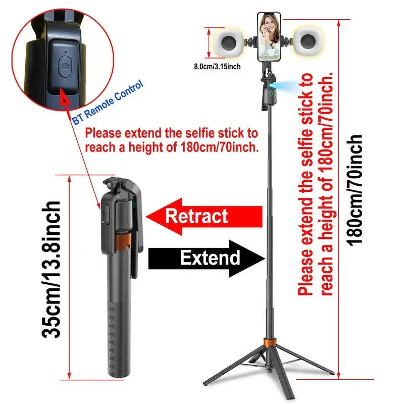 Smart Auto Tracking Phone Holder Tripod with Dual Fill Lights – Perfect for Live Streaming & Vlogging