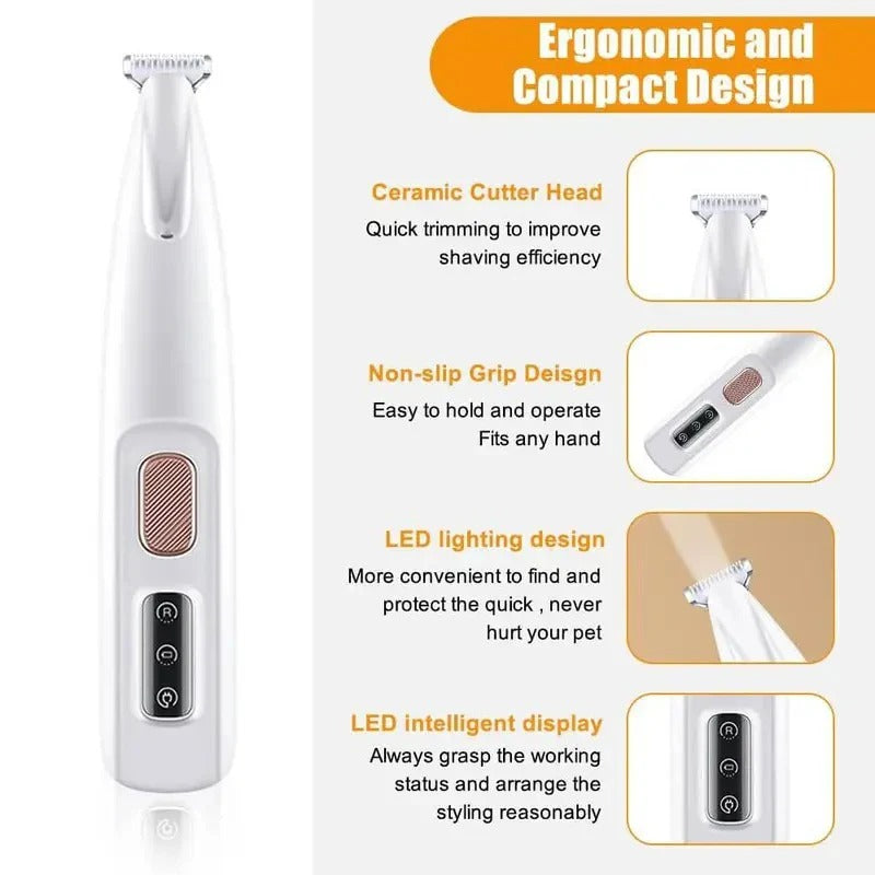 Rechargeable Cordless Pet Grooming Trimmer with LED Light & Durable Ceramic Blade - Ideal for Dogs & Cats