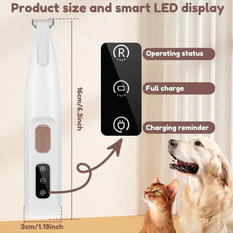 Rechargeable Cordless Pet Grooming Trimmer with LED Light & Durable Ceramic Blade - Ideal for Dogs & Cats