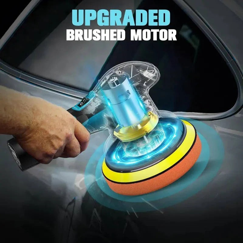 6-Inch Cordless Dual Action Car Polisher - 6 Variable Speeds, 9mm Orbit for Professional Finish