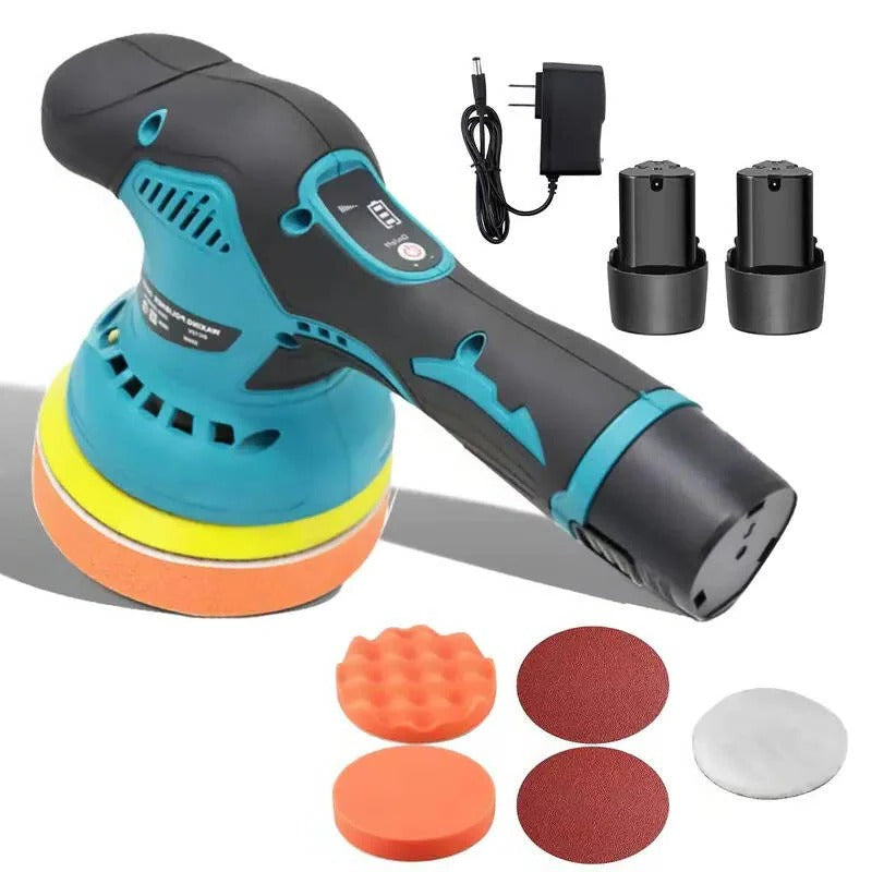 6-Inch Cordless Dual Action Car Polisher - 6 Variable Speeds, 9mm Orbit for Professional Finish