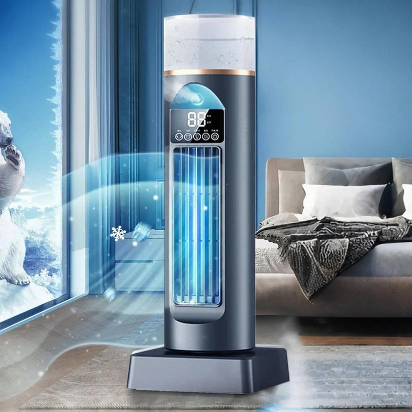 Bladeless Portable Air Cooler Tower Fan with Water Tank & Smart Remote Control - 6 Adjustable Speed Settings for Ultimate Comfort