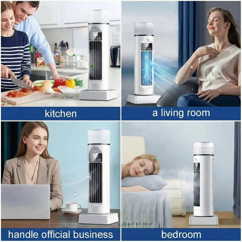 Bladeless Portable Air Cooler Tower Fan with Water Tank & Smart Remote Control - 6 Adjustable Speed Settings for Ultimate Comfort