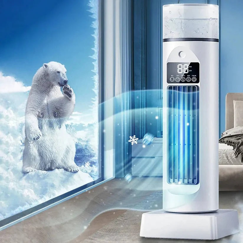 Bladeless Portable Air Cooler Tower Fan with Water Tank & Smart Remote Control - 6 Adjustable Speed Settings for Ultimate Comfort
