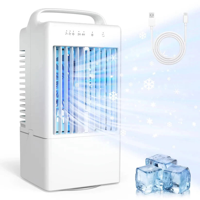 Mini USB Desktop Air Cooling Fan with Ambient LED Light, 4 Adjustable Speed Settings & Timer Function - Perfect for Home & Office Use
