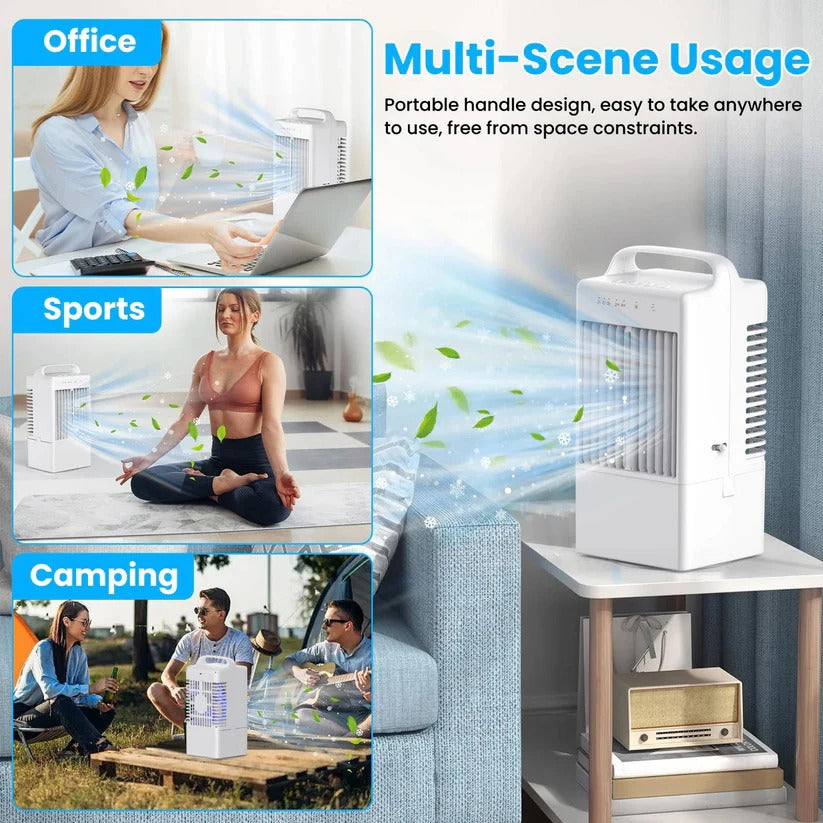 Mini USB Desktop Air Cooling Fan with Ambient LED Light, 4 Adjustable Speed Settings & Timer Function - Perfect for Home & Office Use