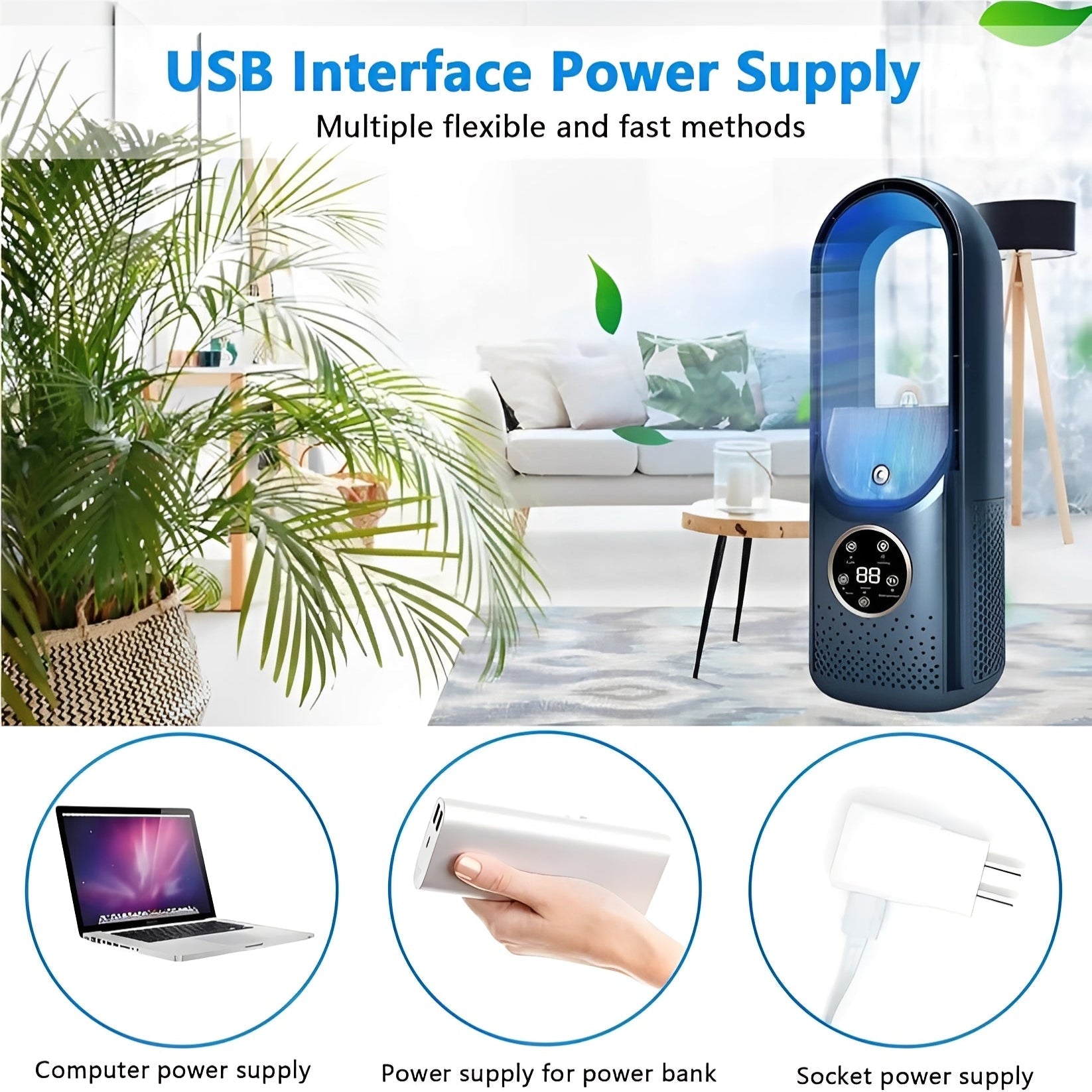3-in-1 Portable Air Cooling Fan with Humidifier & Energy-Efficient DC Brushless Motor - Ideal for Home & Office