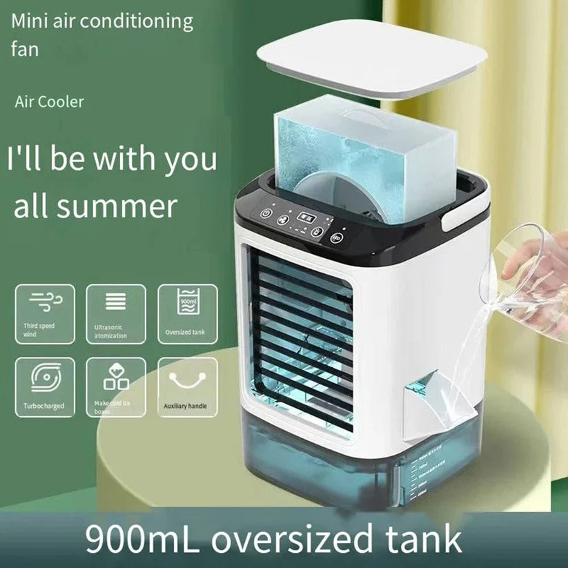 Portable Air Cooler Fan with 900ml Water Tank - 3 Adjustable Speed Settings for Efficient Cooling