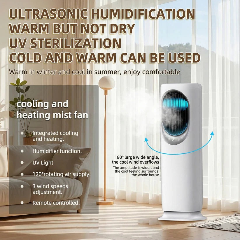 Portable Air Cooler Fan with Humidifier & Remote Control - Energy-Efficient, Compact Design for Home & Office Use