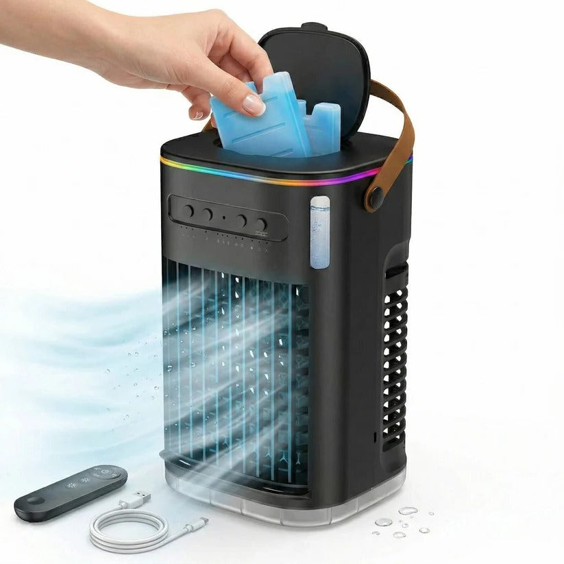 Portable Air Cooler Fan with 1.2L Water Tank & Remote Control - Energy-Efficient Personal Cooling Solution for Home & Office