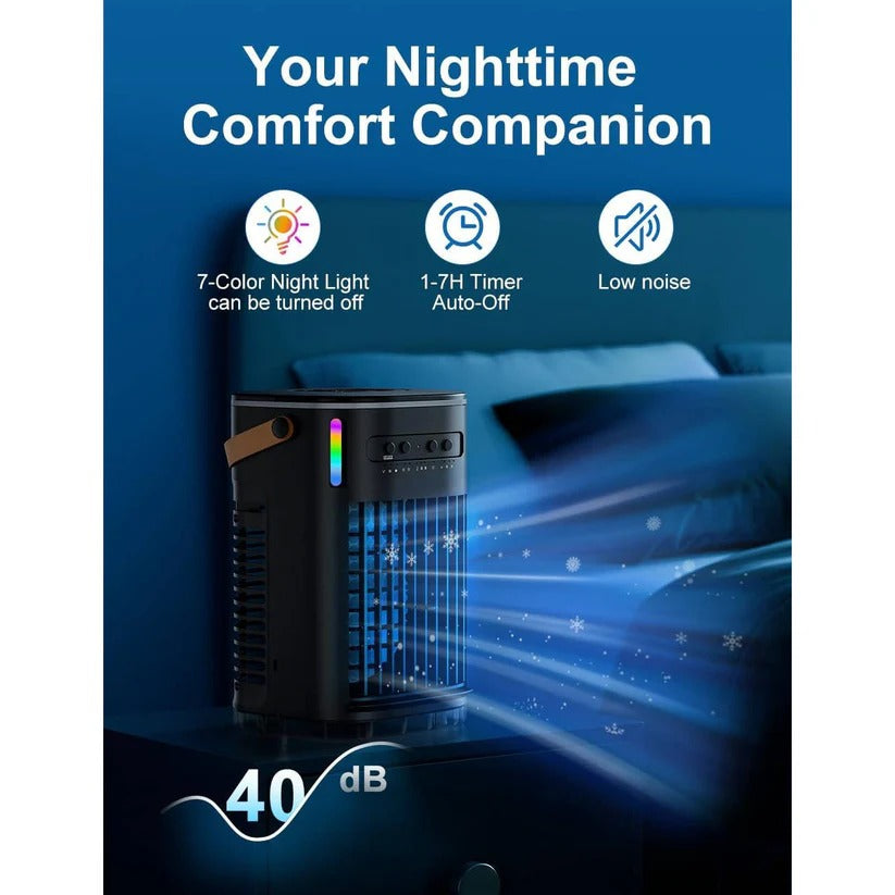 Portable Air Cooler Fan with 1.2L Water Tank & Remote Control - Energy-Efficient Personal Cooling Solution for Home & Office