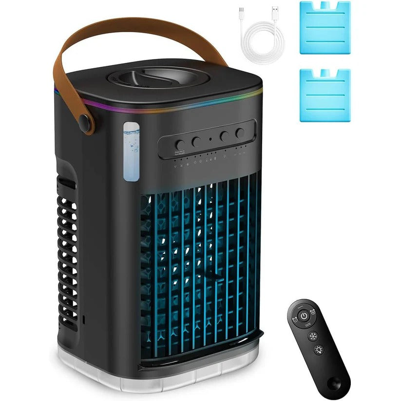 Portable Air Cooler Fan with 1.2L Water Tank & Remote Control - Energy-Efficient Personal Cooling Solution for Home & Office