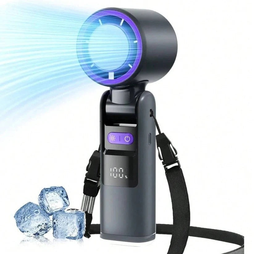 3-in-1 Rechargeable Handheld Fan with Flashlight & LED Battery Indicator - Portable Cooling Solution