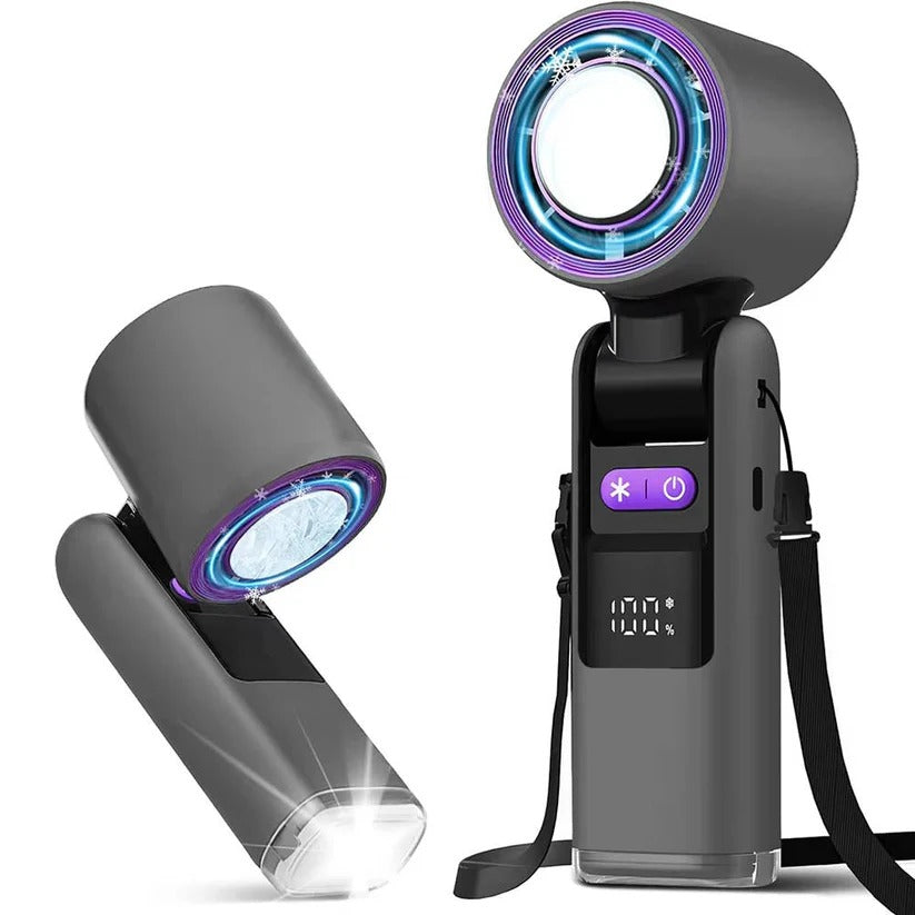3-in-1 Rechargeable Handheld Fan with Flashlight & LED Battery Indicator - Portable Cooling Solution
