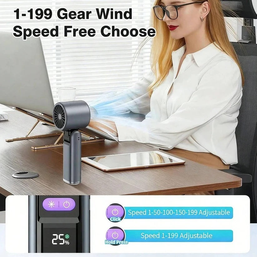 3-in-1 Rechargeable Handheld Fan with Flashlight & LED Battery Indicator - Portable Cooling Solution