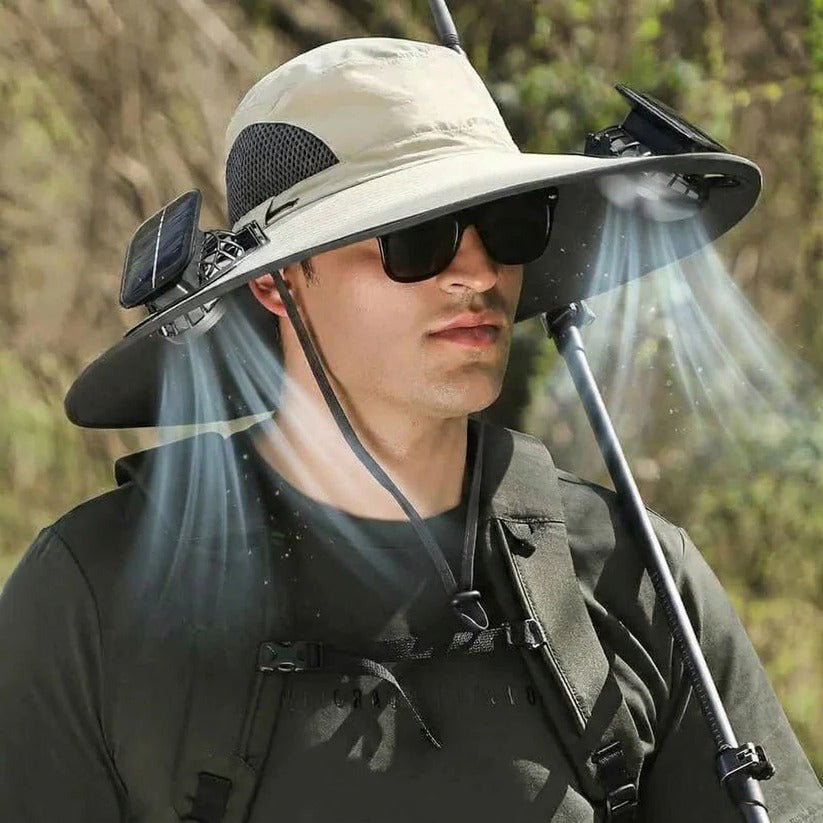 Ventilated Sun Hat with Dual Solar Fans for Ultimate Outdoor Comfort - Unisex Design for Men & Women