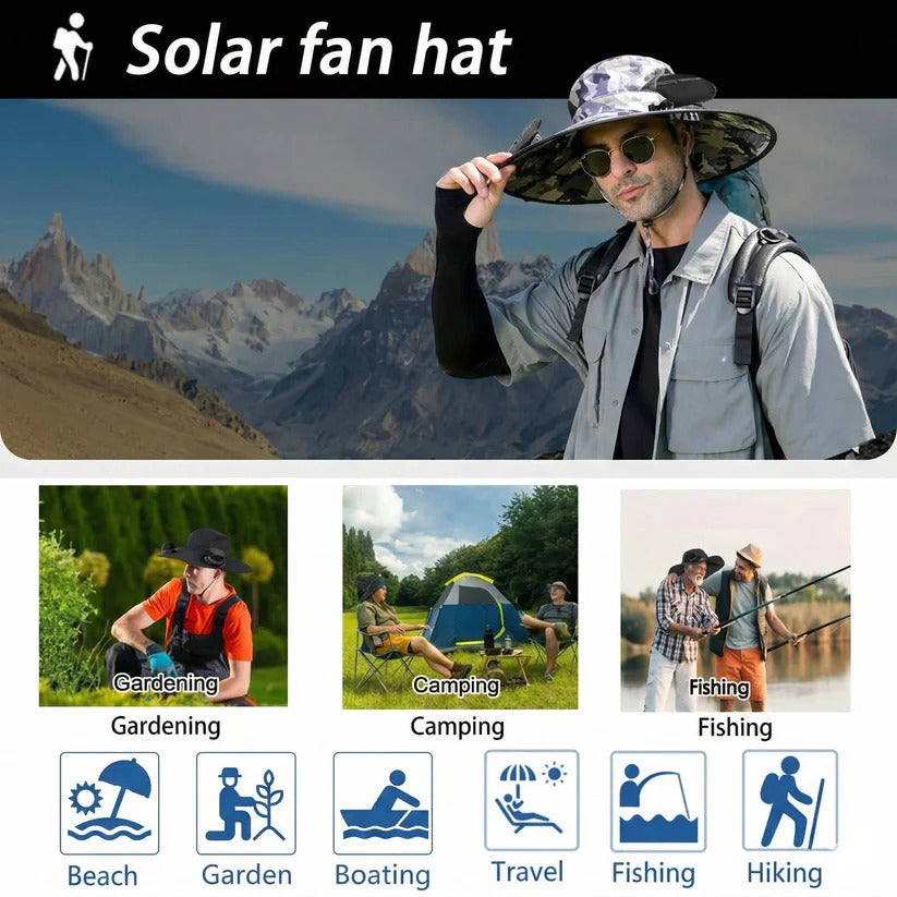 Ventilated Sun Hat with Dual Solar Fans for Ultimate Outdoor Comfort - Unisex Design for Men & Women